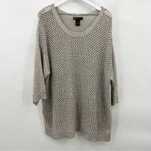Lane Bryant Sequin Embellished Mesh Open Knit Pullover Sweater Plus Size 26/28